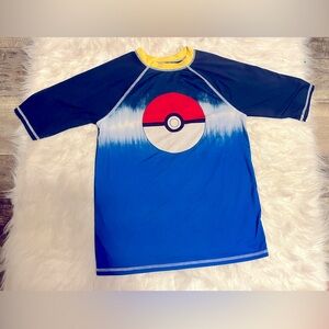 navy Pokémon rashguard swim shirt w/ pokeball graphic • Boys large 14/18 • navy